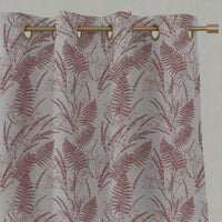 Red Plain Linen Eyelet Curtains - Fernia Crimson Red - Natural base fabric.