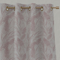 Pink Botanical Linen Eyelet Curtains - Fernia Dusty Pink - Natural base fabric.