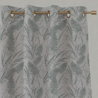 Green Plain Linen Eyelet Curtains - Fernia Sage - Natural base fabric.