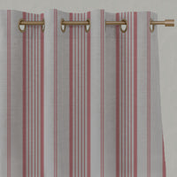 Pink Striped Linen Eyelet Curtains - Freja Sweetpea - Natural base fabric.