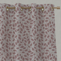 Pink Botanical Linen Eyelet Curtains - Goldie Dusty Pink - Natural base fabric.