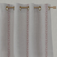 Pink Botanical Linen Eyelet Curtains - Helena-NAT Dusty Pink  - Natural base fabric.