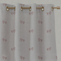 Pink Kids Linen Eyelet Curtains - Horse Dusty Pink - Natural base fabric.