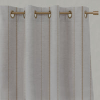 Orange / Yellow Striped Linen Eyelet Curtains - Inari Ochre - Natural base fabric.