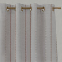 Red / Orange Striped Linen Eyelet Curtains - Inari Terracotta - Natural base fabric.