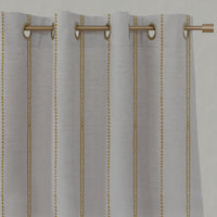Yellow Striped Linen Eyelet Curtains - Inga-NAT Honey - Natural base fabric.