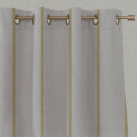 Yellow Striped Linen Eyelet Curtains - Ronja Mustard - Natural base fabric.