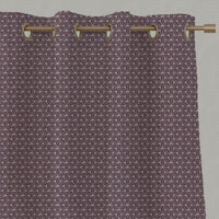 Purple Botanical Linen Eyelet Curtains - Saana Grape - Natural base fabric.