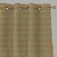Yellow Botanical Linen Eyelet Curtains - Saana Mustard - Natural base fabric.