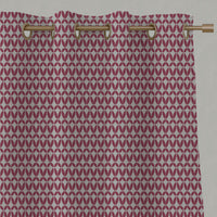 Red Patterned Linen Eyelet Curtains - Siruna Cherry - Natural base fabric.