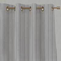 Blue Striped Linen Eyelet Curtains - Solveig Denim - Natural base fabric.