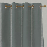 Rana Sage - Light Green eyelet curtains with hand drawn stripes