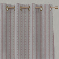 Pink Floral Stripe Linen Eyelet Curtain - Silvian Dusty Pink - Natural base fabric.