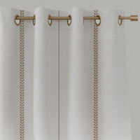 Neutral / Brown Striped Linen Eyelet Curtains - Berit Pastel Brown - White base fabric.