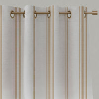 Orange Striped Linen Eyelet Curtains - Brea Ochre-WHT - White base fabric.