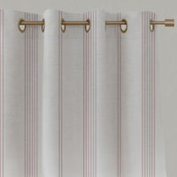 Pink Striped Linen Eyelet Curtains - Brea Peony-WHT - White base fabric.