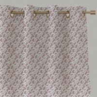 Pink Botanical Linen Eyelet Curtains - Edlyn Peony-WHT - White base fabric.