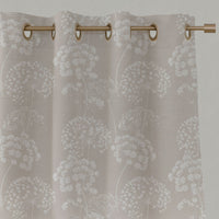 Neutral / Cream Floral Linen Eyelet Curtains - Erleen INV SandWind - White base fabric.