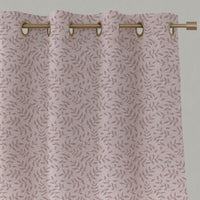 Pink Botanical Linen Eyelet Curtains - Fita Peony-WHT - White base fabric.