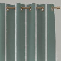 Light Green Striped Eyelet Linen - Franny Sage-WHT - White base fabric.