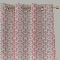 Pink Patterned Linen Eyelet Curtains - Ilva Dusty Pink - White base fabric.