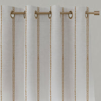 Orange / Yellow Striped Linen Eyelet Curtains - Inga Ochre - White base fabric.
