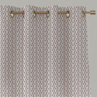 Pink Abstract Linen Eyelet Curtain - Kirabe Peony-WHT - White base fabric.