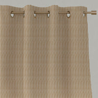 Orange / Yellow Striped Linen Eyelet Curtains - Maisa Ochre - White base fabric.