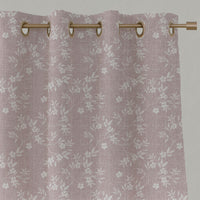 Pink Floral Linen Eyelet Curtains - Merisa Peony - White base fabric.