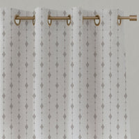 Neutral / Grey Patterned Linen Eyelet Curtains - Olinka Grey Sand - White base fabric.