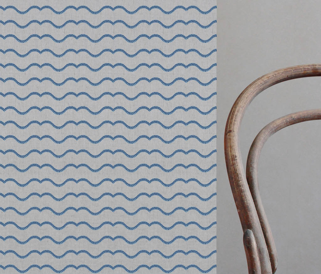 Fiorella Blue - Curtain fabric with Blue abstract print