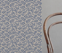 Fita Deep Blue - Floral Blue print on Linen Cotton fabric