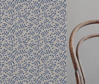 Fita Deep Blue - Floral Blue print on Linen Cotton fabric