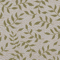 Fita Khaki - Floral Green print on Linen Cotton fabric