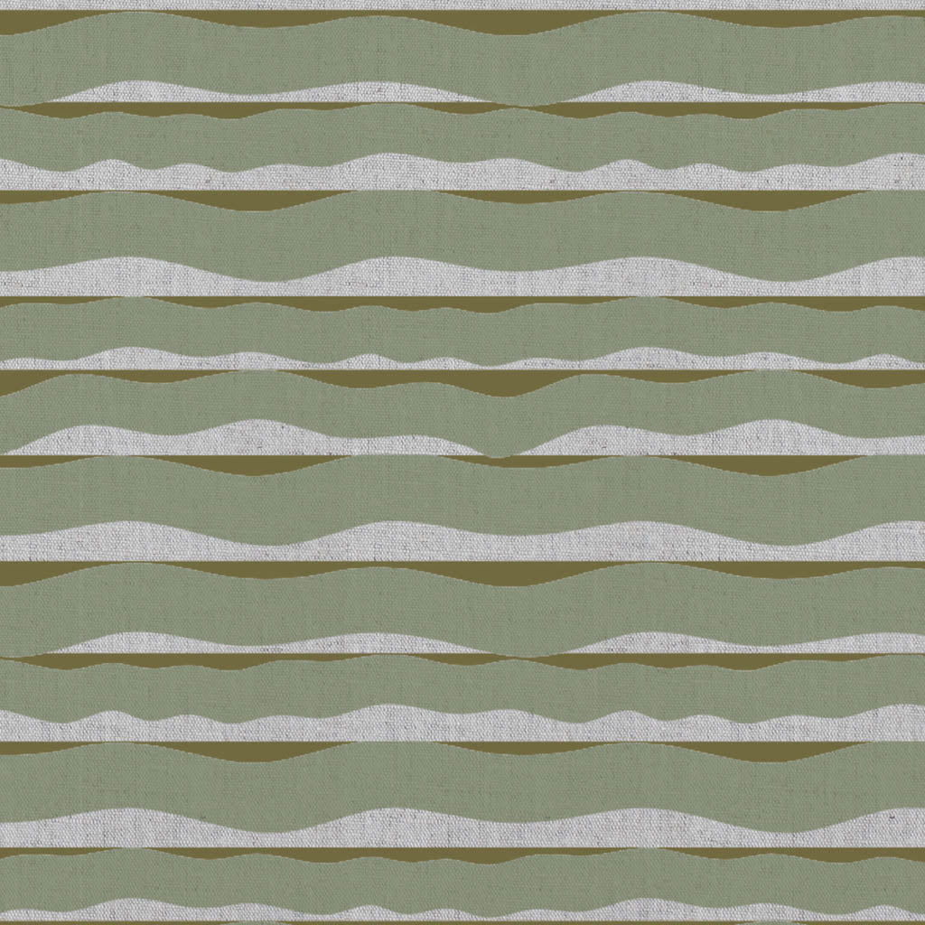 Fransibella Moss Green-NAT - natural curtain fabric with Green abstract print