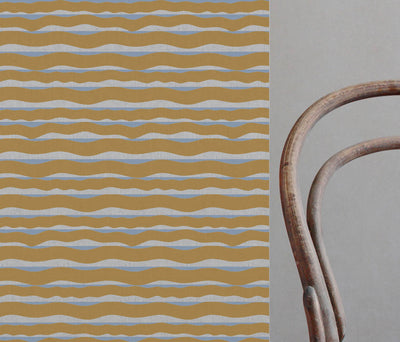 Fransibella Ochra-NAT - natural curtain fabric with Yellow Orange abstract print