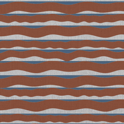 Fransibella Terracotta-NAT - natural curtain fabric with Orange abstract print