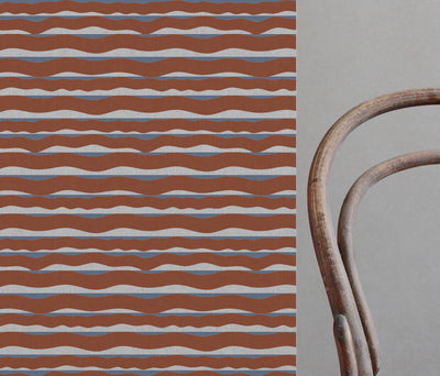 Fransibella Terracotta-NAT - natural curtain fabric with Orange abstract print
