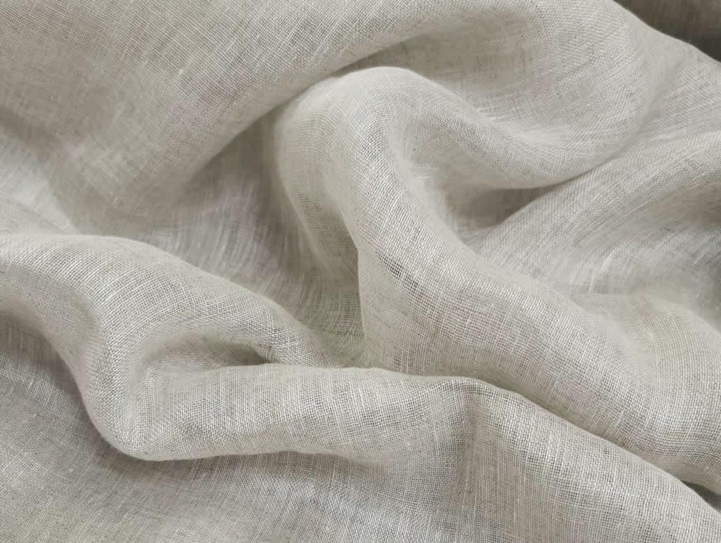 Gabriella Oatmeal - 300 cm wide sheer voile linen fabric - large area