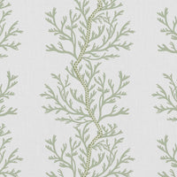 Galilea Moss - white curtain fabric with Green abstract print