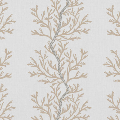 Galilea Pastel Brown - white curtain fabric with Brown abstract print