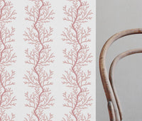 Galilea Pink - white curtain fabric with Pink abstract print