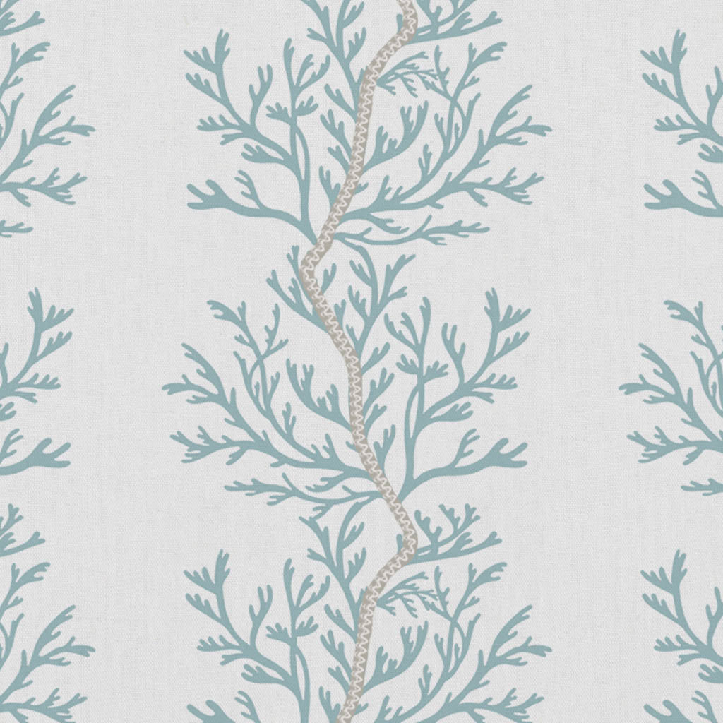 Galilea Sage - white curtain fabric with Green abstract print