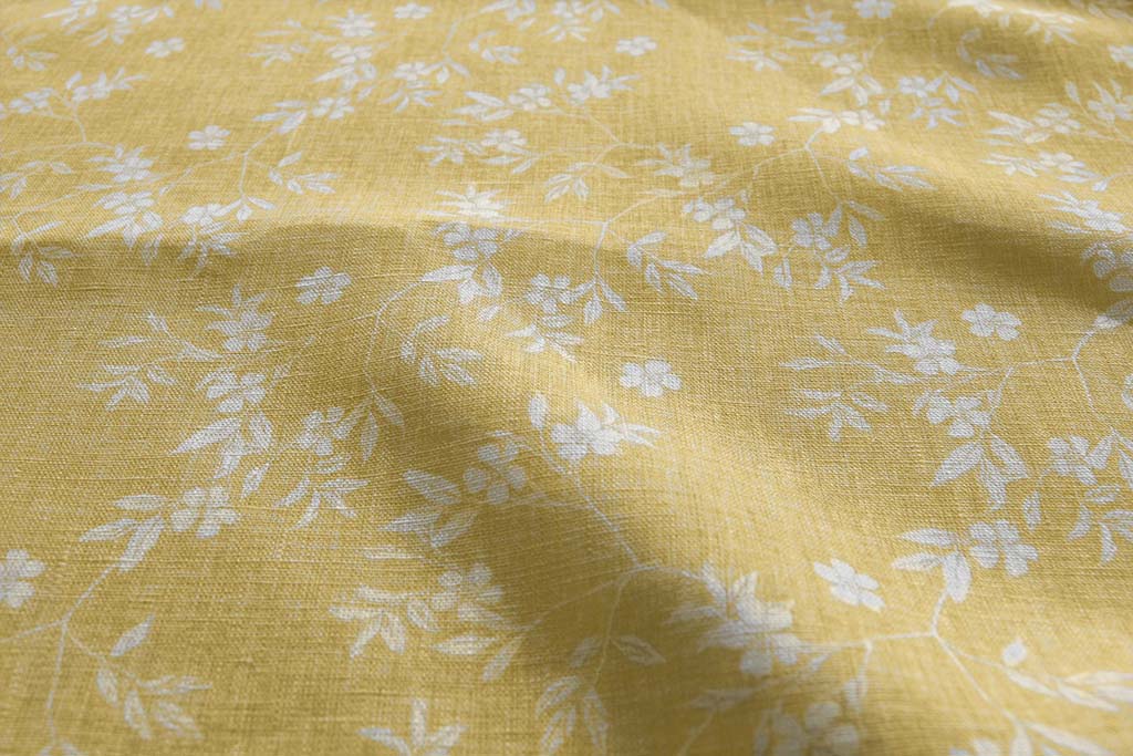 Merisa Gold Amber - Curtain fabric with Botanical Print
