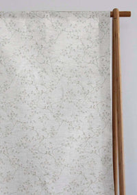 Botanical Grey Curtain Fabric - Grey leaves and birds