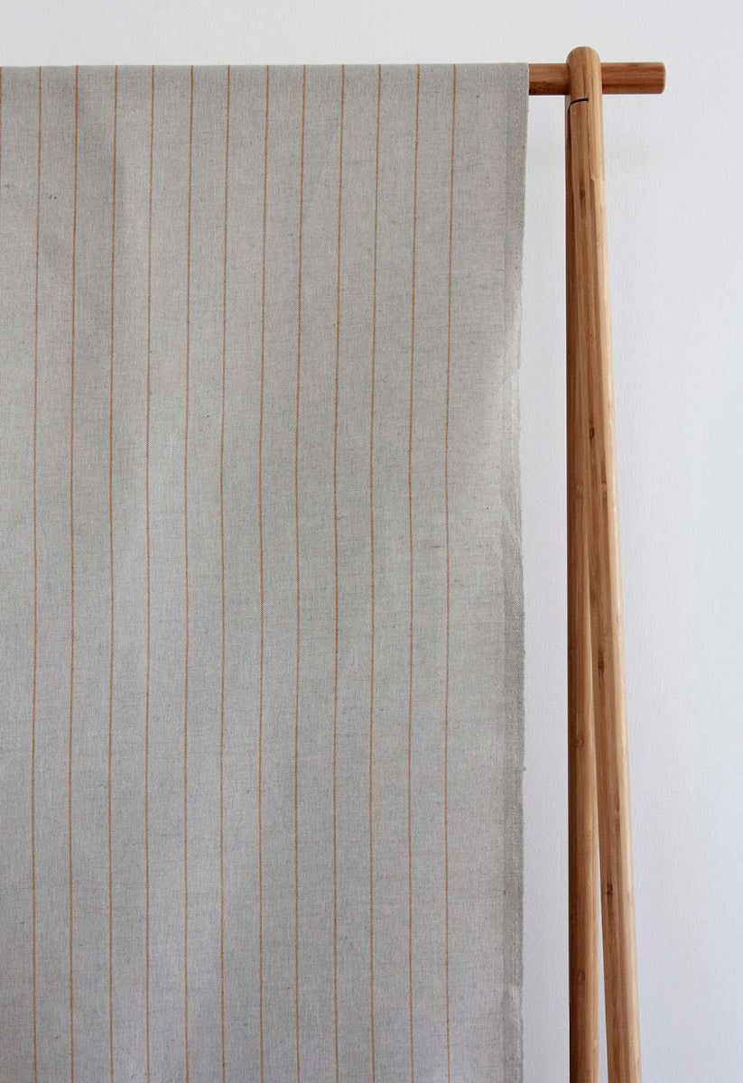 Solveig Gold Ochra - Curtain fabric with Yellow Orange stripes