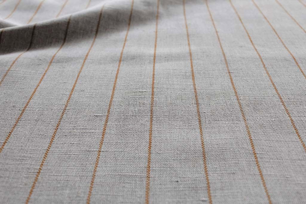 Solveig Gold Ochra - Curtain fabric with Yellow Orange stripes