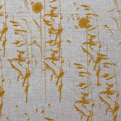 Breeze Gold Ochra - Curtain fabric with Orange Yellow botanical pattern