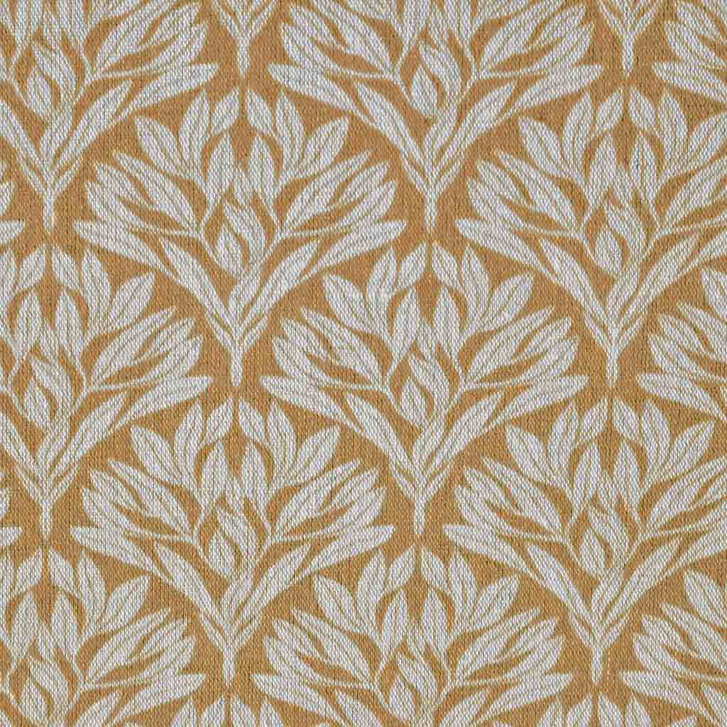 Birna Gold Ochra - Curtain fabric with Orange Yellow botanical print