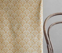 Birna Gold Ochra - Curtain fabric with Orange Yellow botanical print